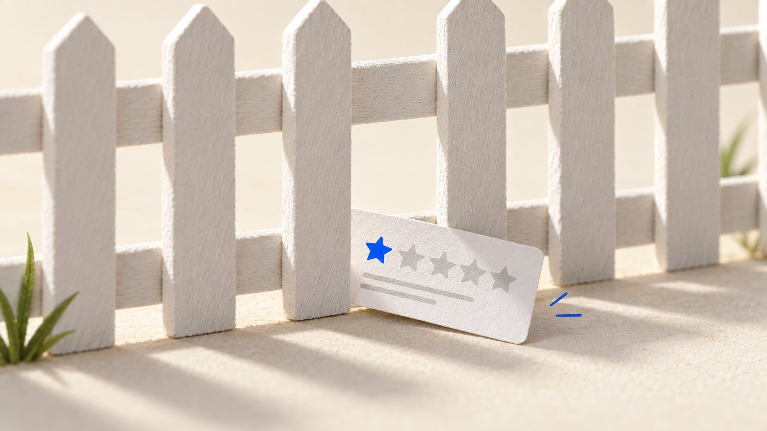 Illustration of a star review notification slipping through a gap, symbolizing a missed customer review.
