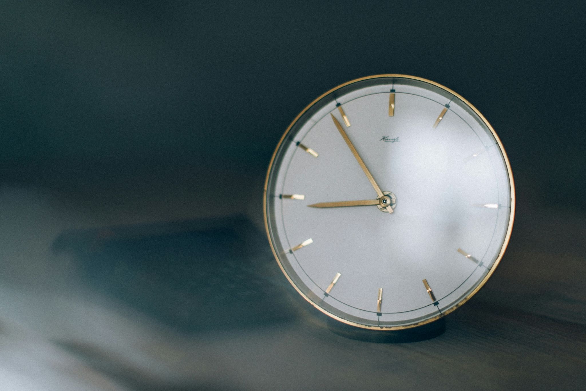 A clock on a desk